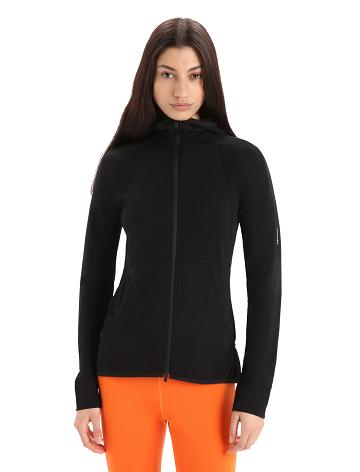 Dámské Mikiny S Kapucí Icebreaker ZoneKnit™ Merino Long Sleeve Zip Černé | CZ 1273JPQJ